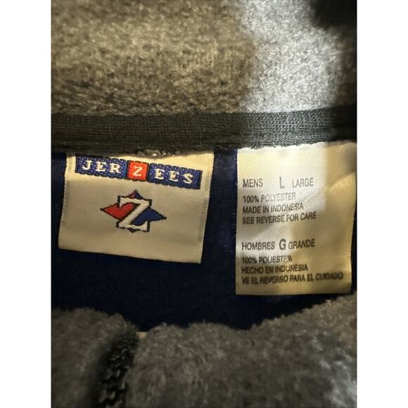 VTG JERZEES Sweater Men's L Blue Gray 1/4 Zip Heavy Fleece Pockets 90s - Picture 3 of 8